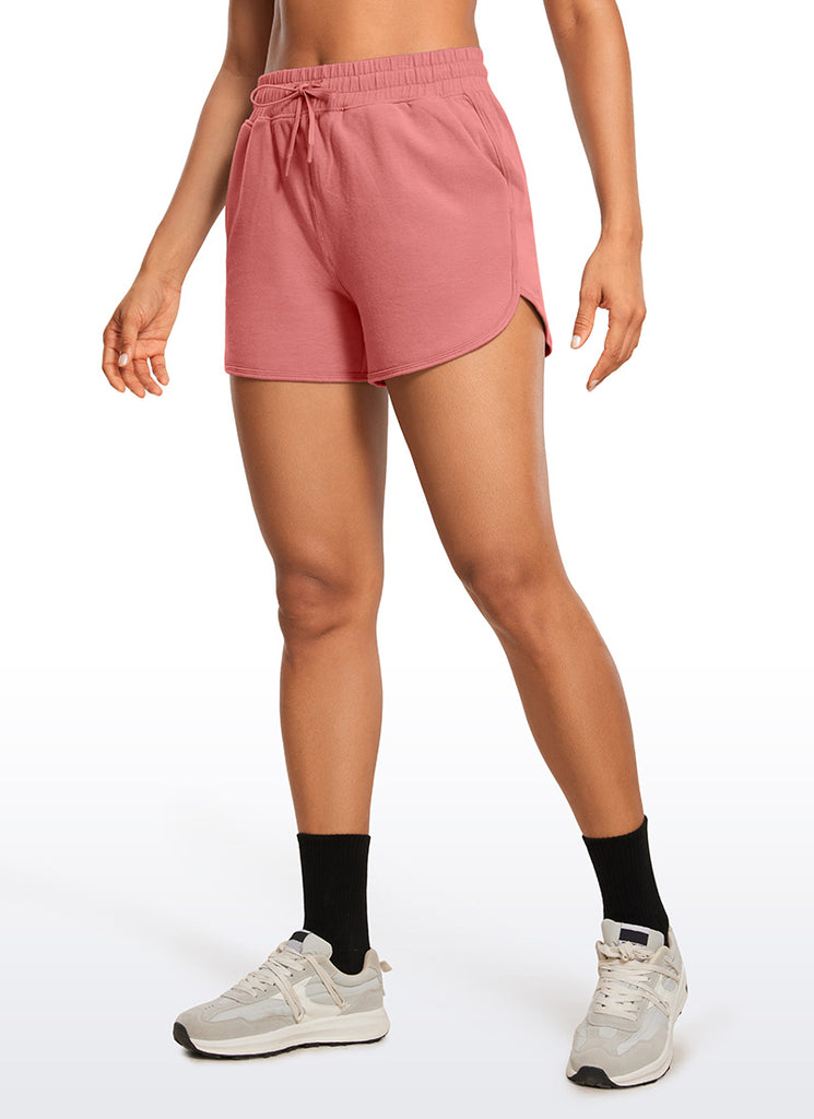 CRZ YOGA Womens Lounge French Terry Amenity Dolphin Sweat Shorts 3.5'' Viva Magenta