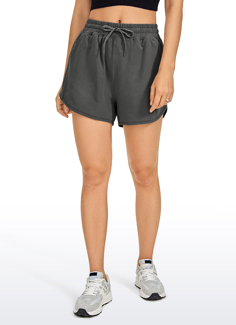 CRZ YOGA Womens Lounge French Terry Amenity Dolphin Sweat Shorts 3.5'' Anthracite