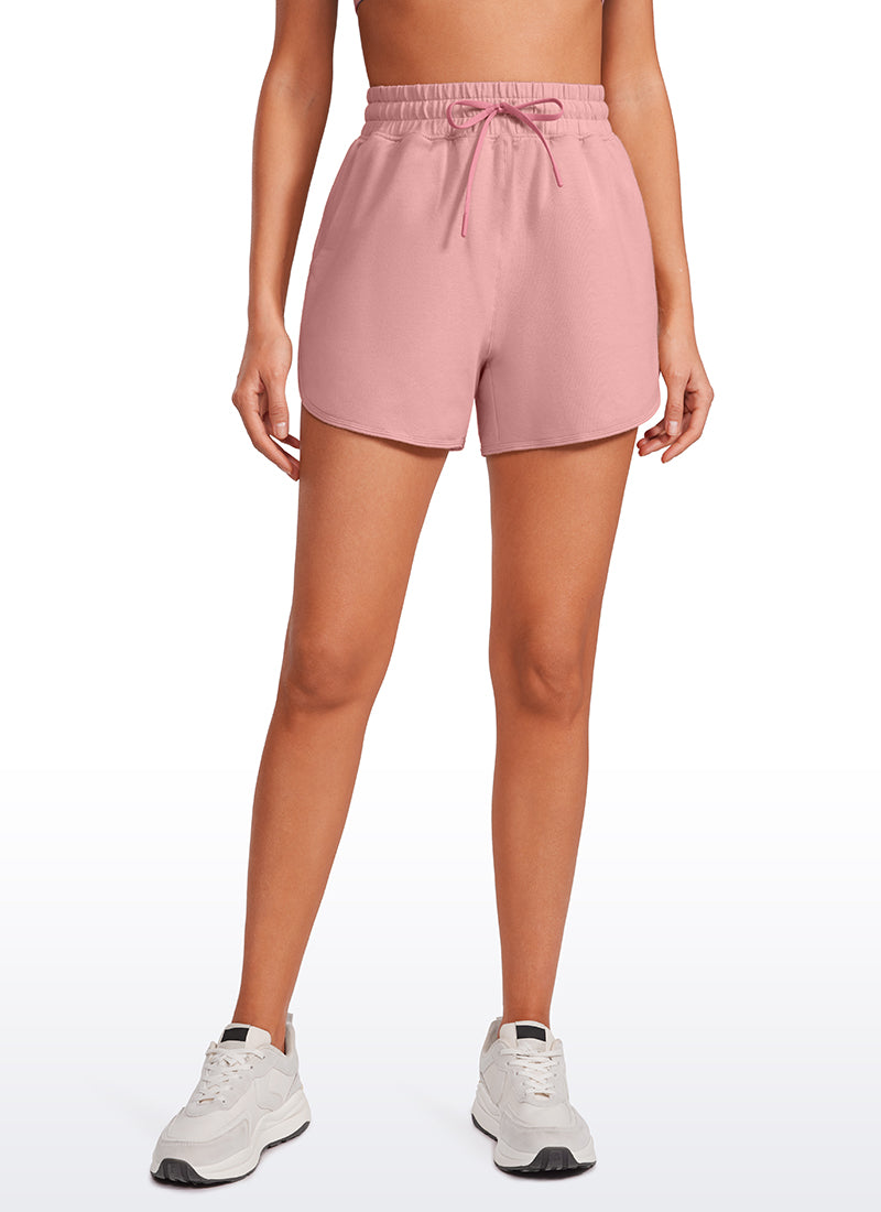 CRZ YOGA Womens Lounge French Terry Amenity Dolphin Sweat Shorts 3.5'' Pink Puff