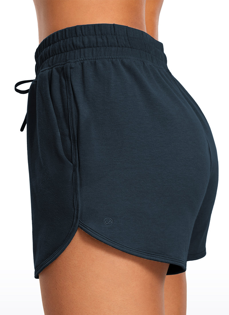 CRZ YOGA Womens Lounge French Terry Amenity Dolphin Sweat Shorts 3.5'' True Navy @model_info:GI