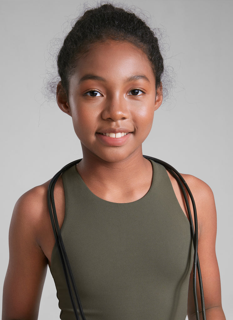 CRZ YOGA girl's Active Sports Butterluxe Racerback Tank Top Cambric Blue