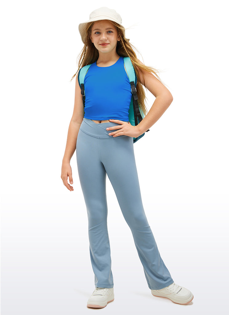 CRZ YOGA girl's Active Sports Butterluxe Racerback Tank Top Light Army Green