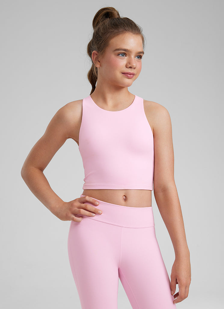 CRZ YOGA girl's Active Sports Butterluxe Racerback Tank Top Sparkle Blue