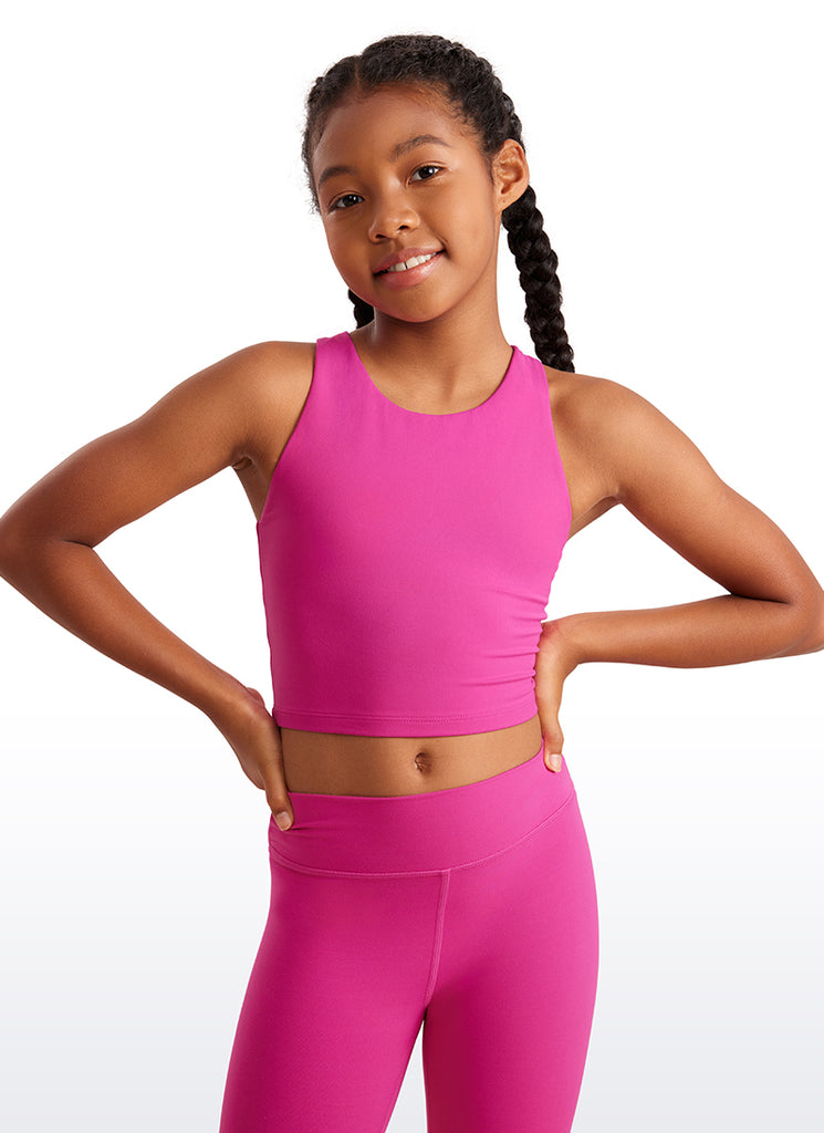 CRZ YOGA girl's Active Sports Butterluxe Racerback Tank Top Black