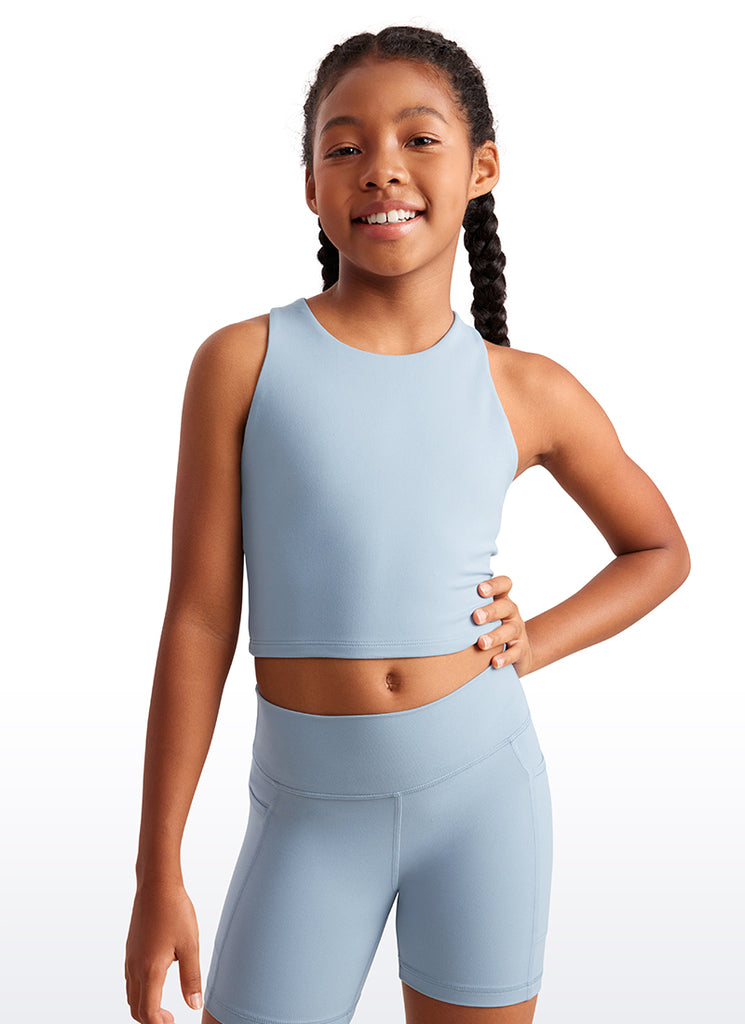 CRZ YOGA girl's Active Sports Butterluxe Racerback Tank Top Black