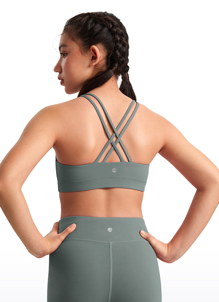 CRZ YOGA Girl's Active Sports Butterluxe Teens Strappy Bra Neon Orange