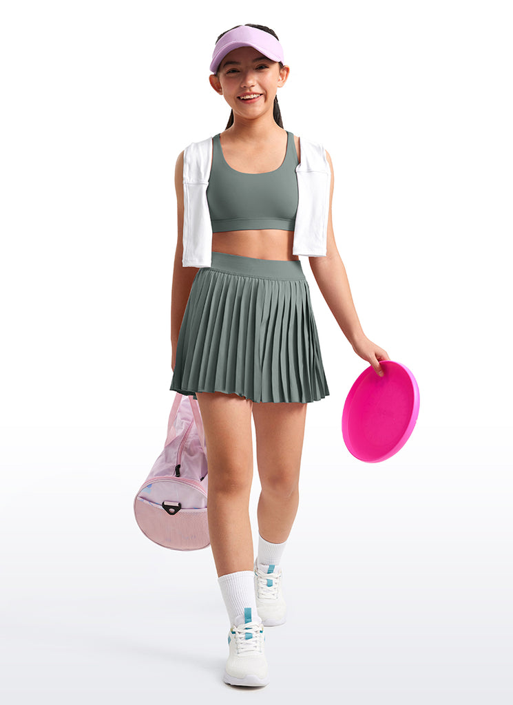 CRZ YOGA Girl's Active Sports Butterluxe Teens Strappy Bra Cambric Blue