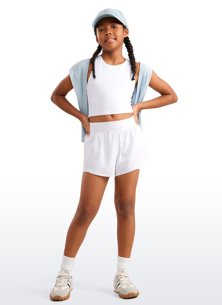 CRZ YOGA Girl's Running Feathery-Fit Soft High Rise Lined Shorts 2.5'' Black