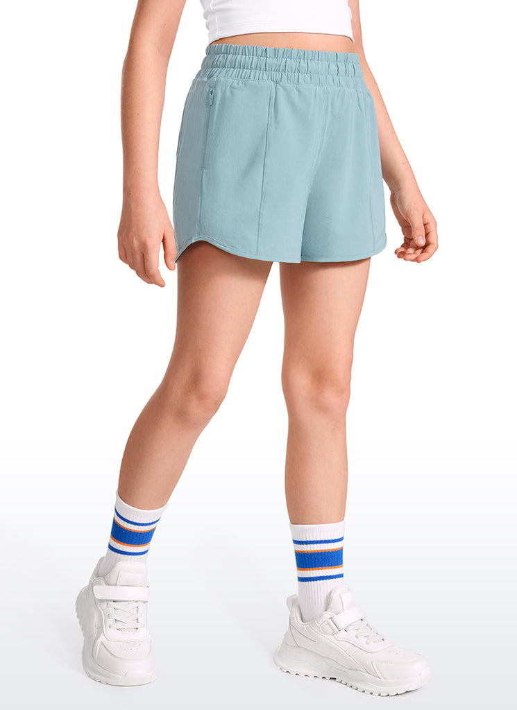 CRZ YOGA Girl's Running Feathery-Fit Soft Low Rise Lined Shorts Black