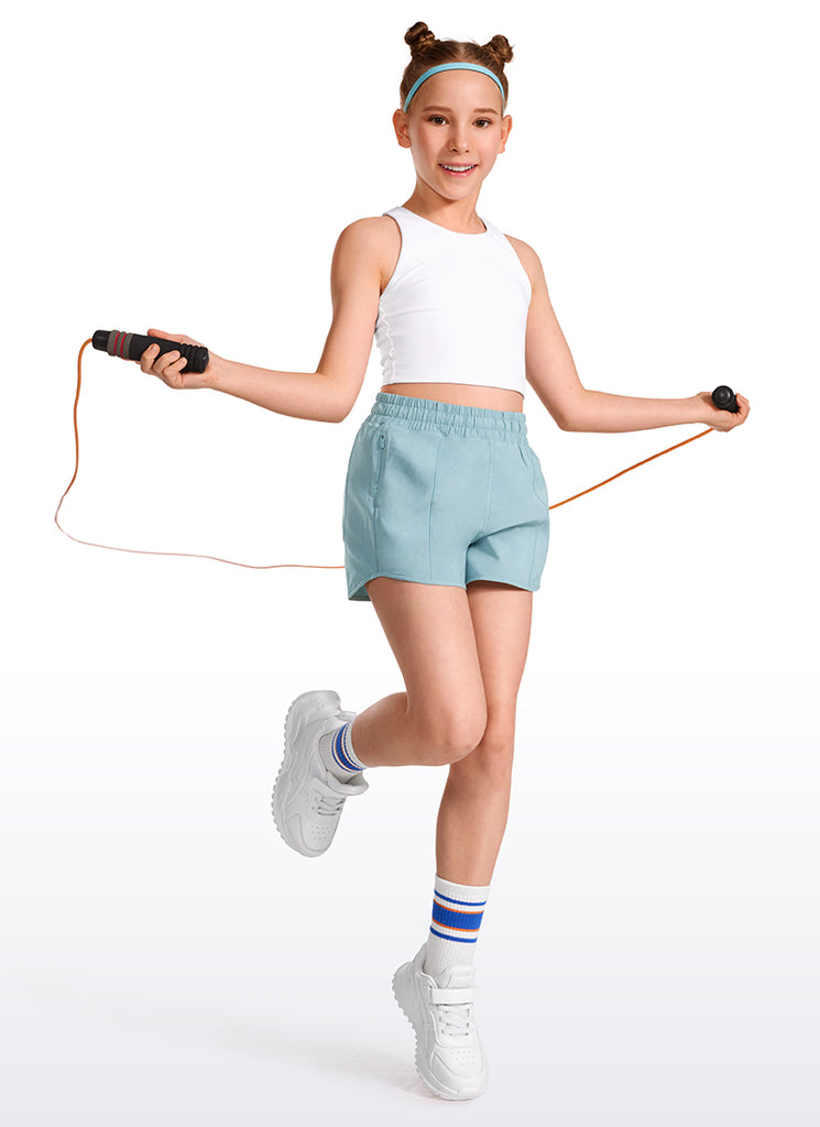 CRZ YOGA Girl's Running Feathery-Fit Soft Low Rise Lined Shorts Black