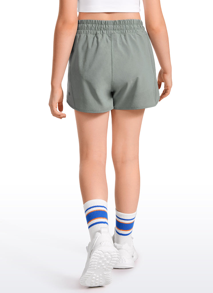 CRZ YOGA Girl's Running Feathery-Fit Soft Low Rise Lined Shorts Grey Sage