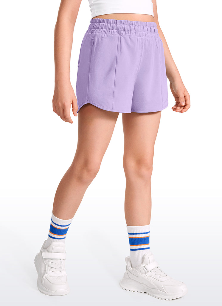 CRZ YOGA Girl's Running Feathery-Fit Soft Low Rise Lined Shorts Stelindigo