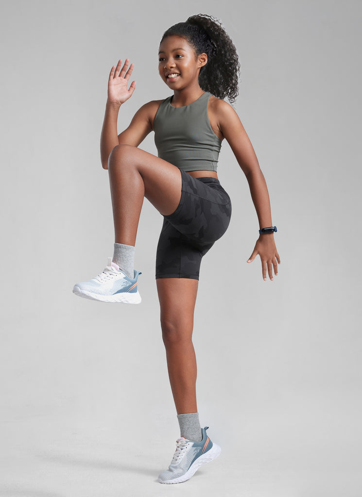 CRZ YOGA Girl's Active Sports Yoga Lounge Butterluxe Yoga Biker Shorts Deep Red