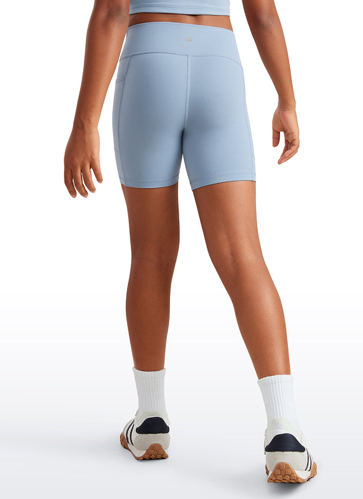 CRZ YOGA Girl's Active Sports Yoga Lounge Butterluxe Yoga Biker Shorts Cambric Blue