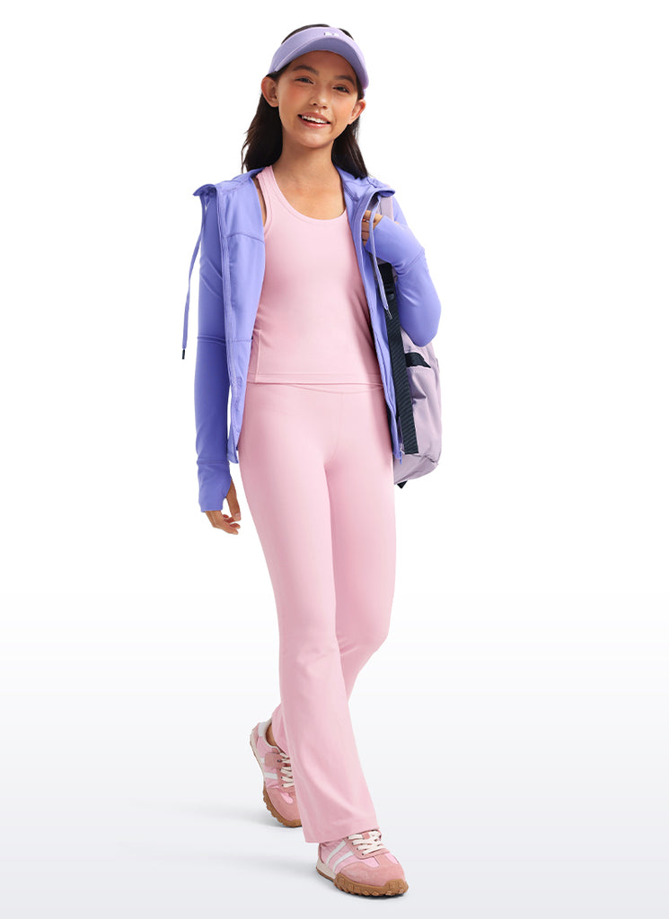 CRZ YOGA Girl's Yoga Tight Fit Butterluxe Crewneck Tank Top Racerback Pink Peony