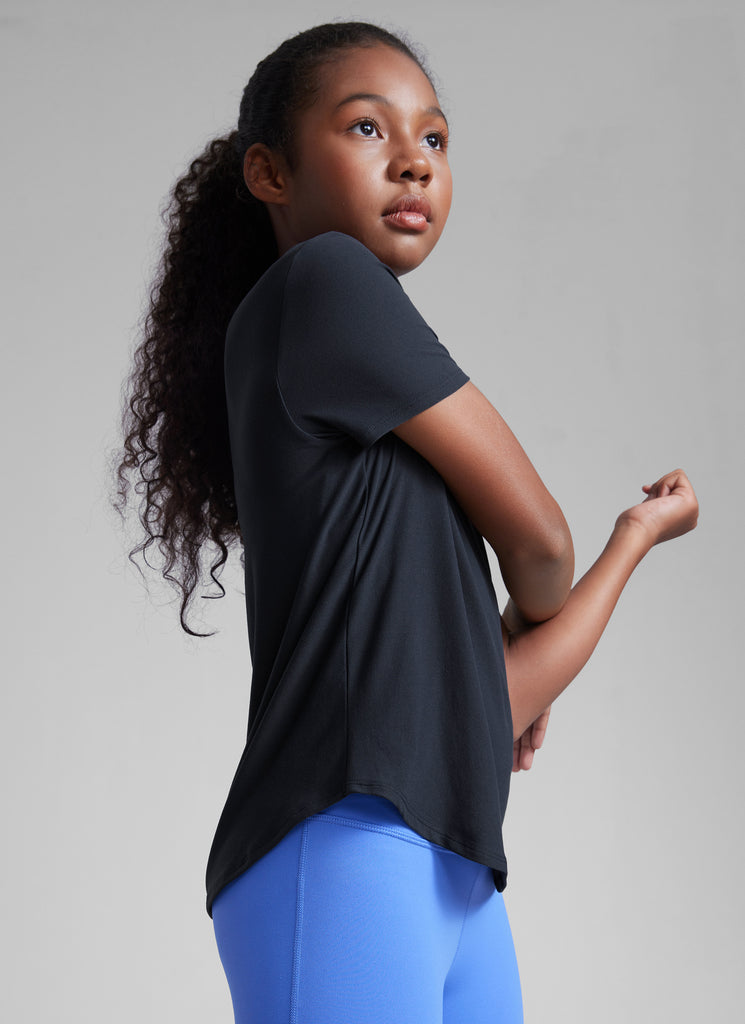 CRZ YOGA Girls Cloudweight Short Sleeve Quick Dry Round Neck T Shirts True Navy