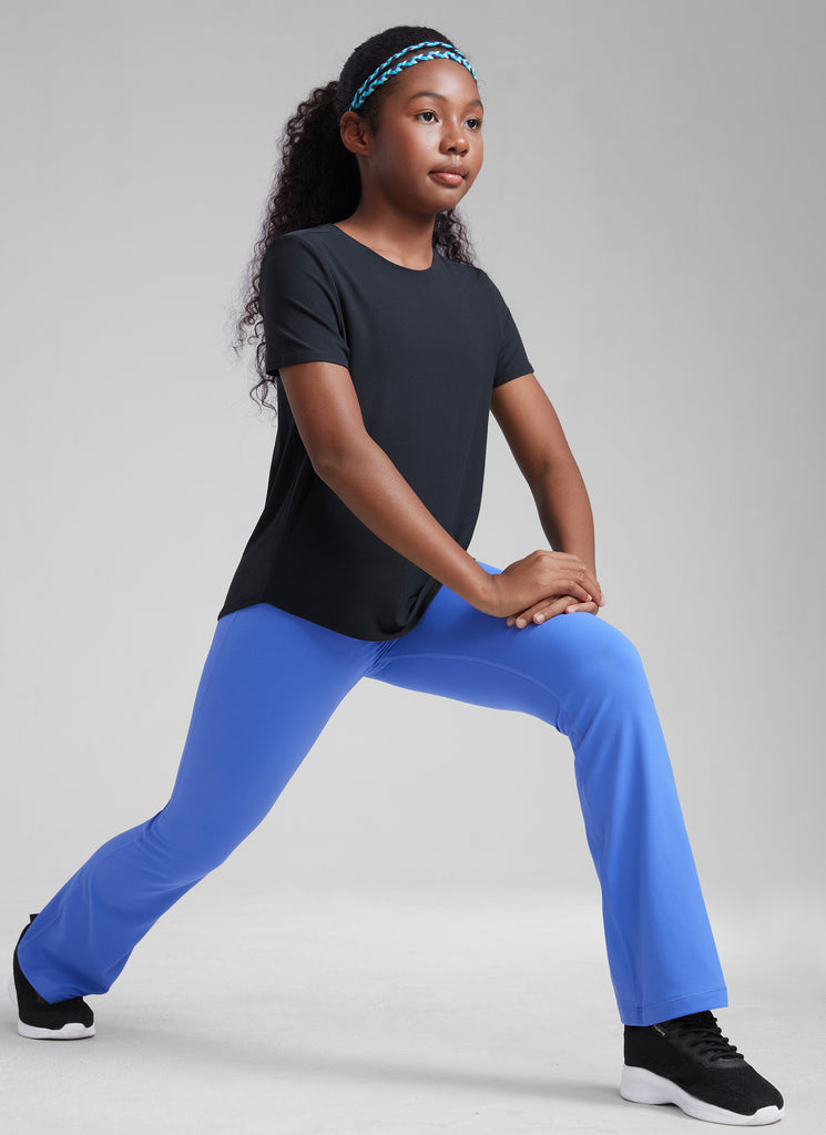 CRZ YOGA Girls Cloudweight Short Sleeve Quick Dry Round Neck T Shirts True Navy