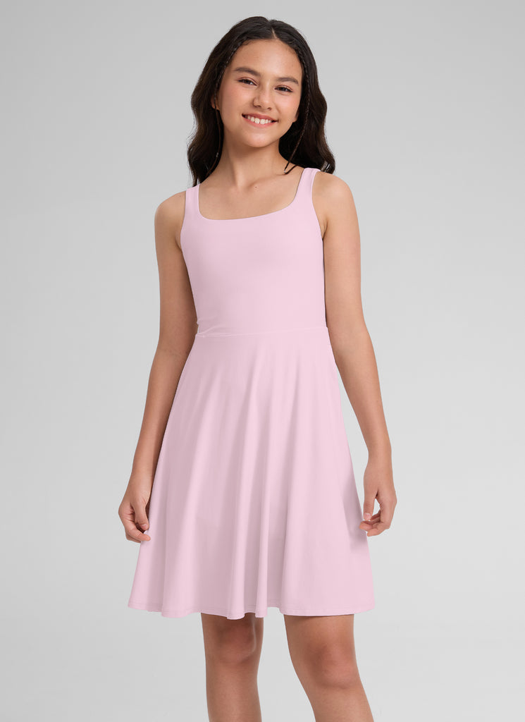 CRZ YOGA Women's Cloudweight Casual Double Lined Pocket Midi Dress Strawberry Pink