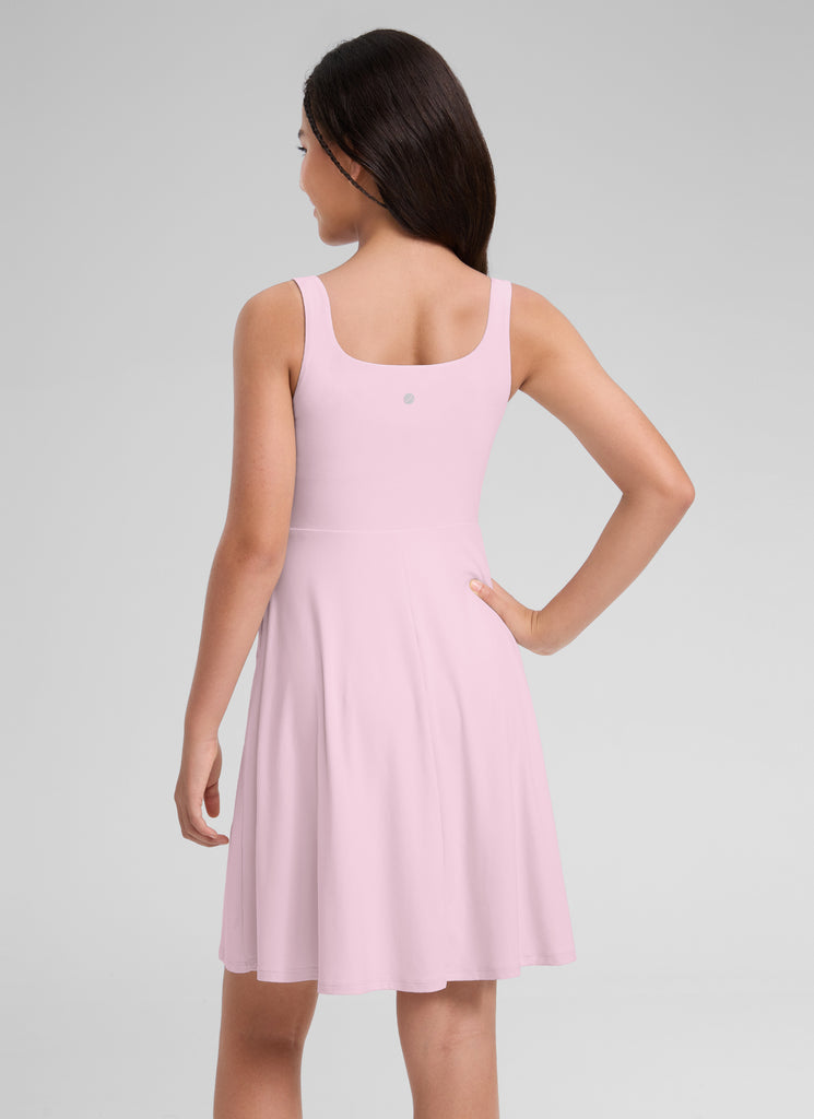 CRZ YOGA Women's Cloudweight Casual Double Lined Pocket Midi Dress Strawberry Pink