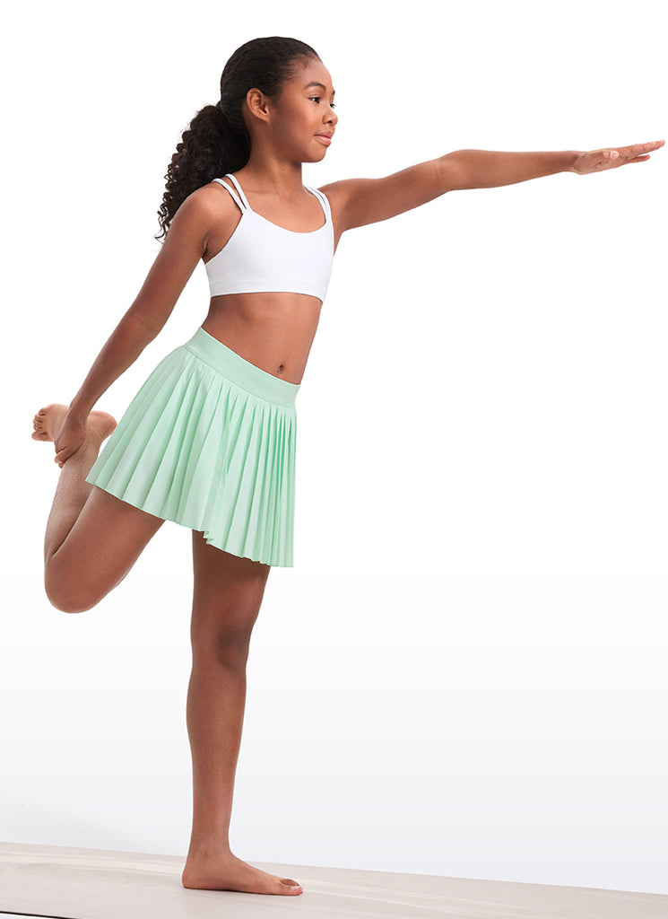 CRZ YOGA Girls Molded Cups Spaghetti Strappy Sports Bra Criss Cross White