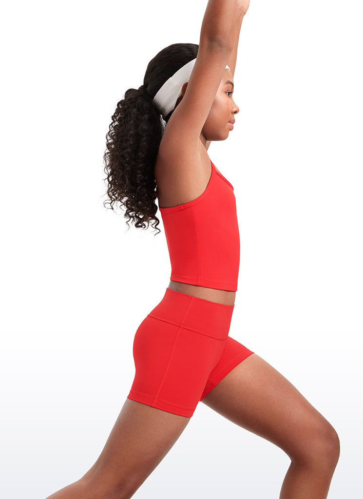 CRZ YOGA Girl's Active Sports Double Lined Y-Back Bra Teens Tank Tops Sparkle Blue