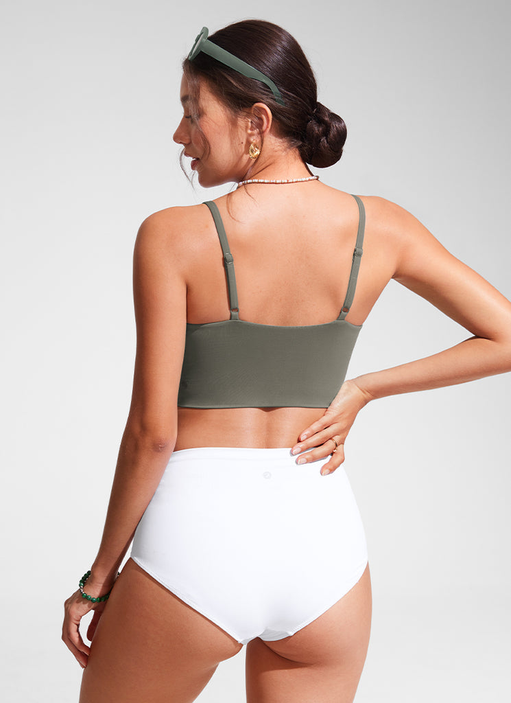 CRZ YOGA Women's Swimwear Tops Sunshine Bikini Top Adjustable Strap Dark Olive