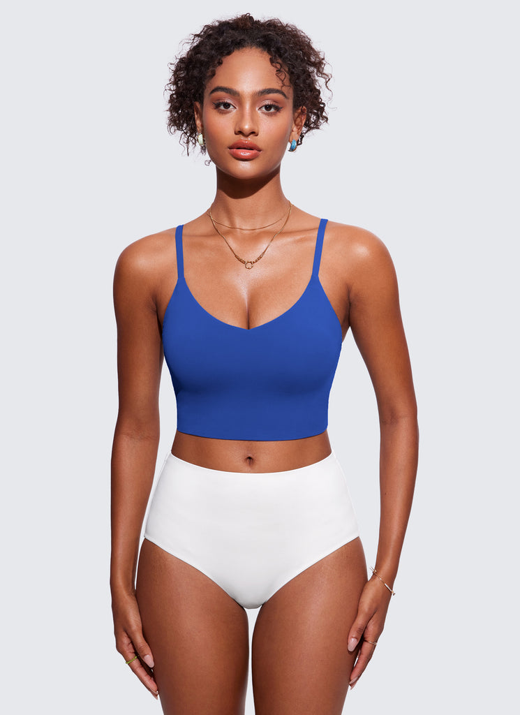 CRZ YOGA Women's Swimwear Tops Sunshine Bikini Top Adjustable Strap Waves Blue