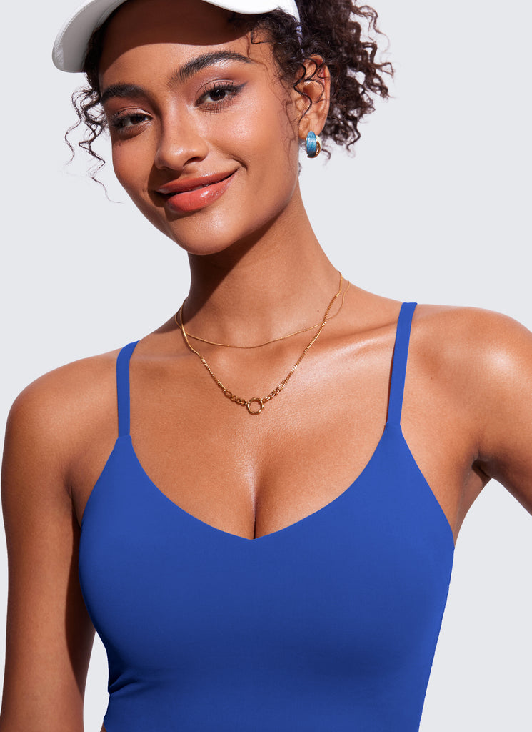 CRZ YOGA Women's Swimwear Tops Sunshine Bikini Top Adjustable Strap Waves Blue