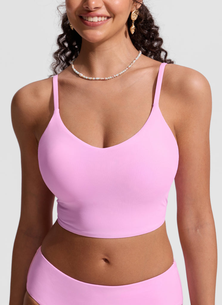 CRZ YOGA Women's Swimwear Tops Sunshine Bikini Top Adjustable Strap Vita Pink