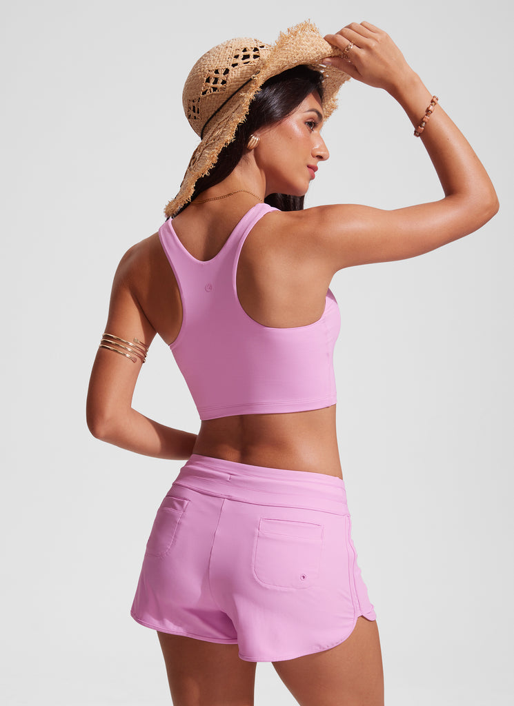 CRZ YOGA Women's Swimwear Tops Sunshine Bikini Top Racerback Waves Blue