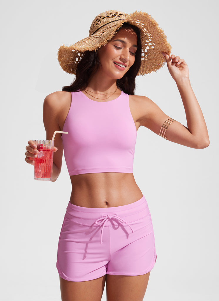 CRZ YOGA Women's Swimwear Tops Sunshine Bikini Top Racerback Vita Pink