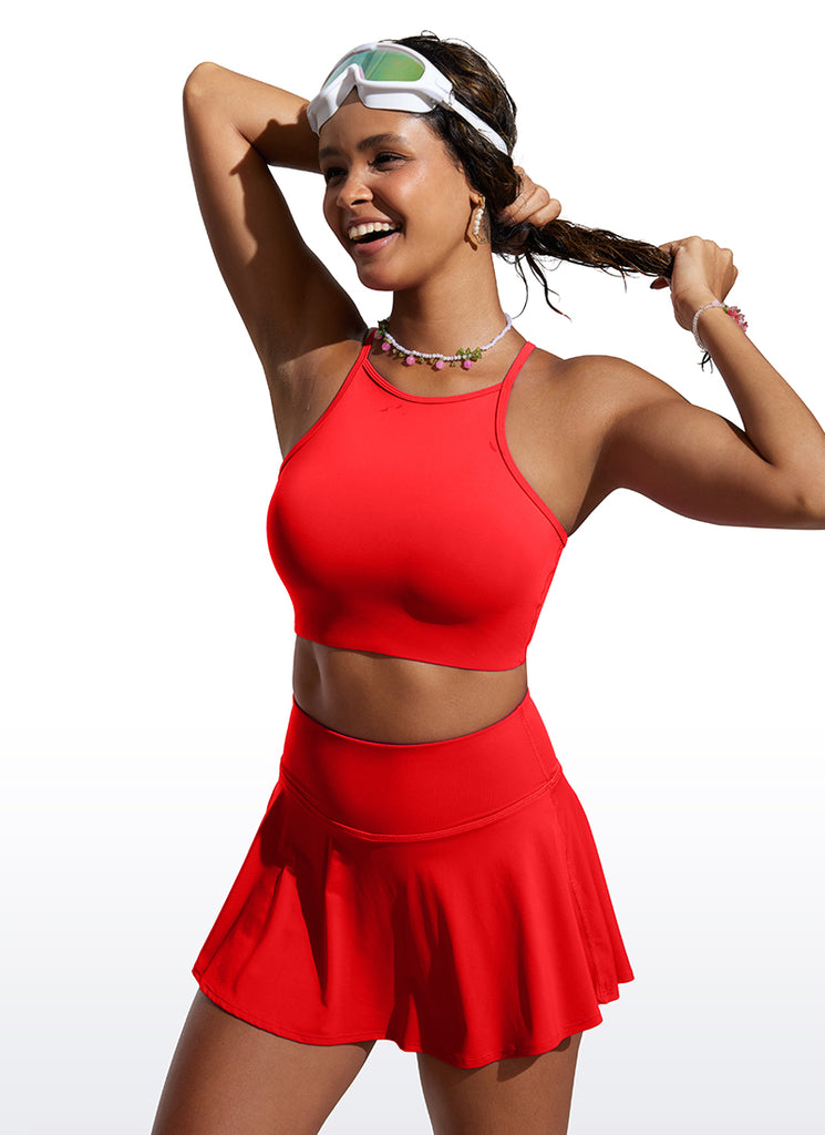 CRZ YOGA Women's Swimwear Tops Sunshine Bikini Top High Neck Coral