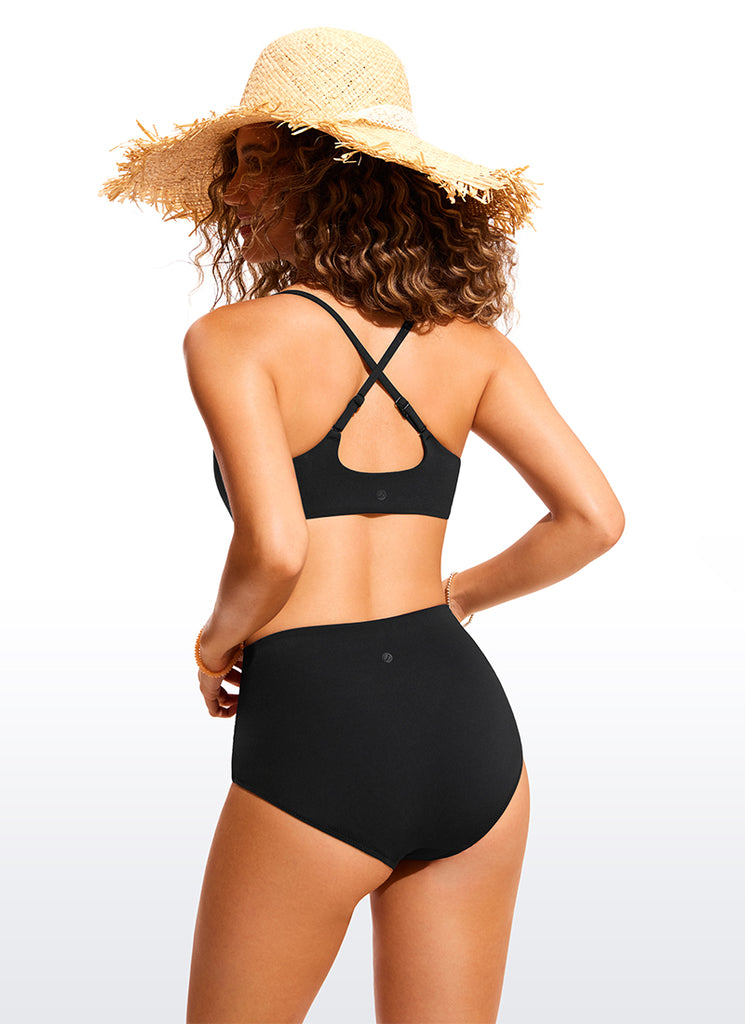 CRZ YOGA Women's Swimwear Tops Bikini Top Adjustable Strap Waves Blue