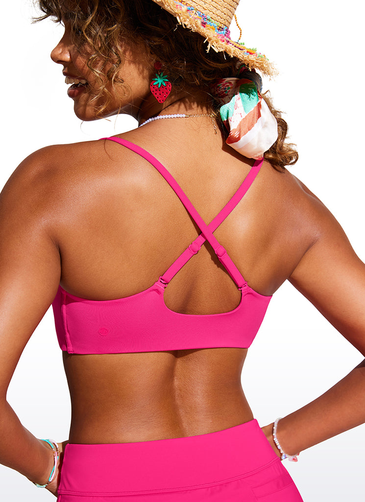 CRZ YOGA Women's Swimwear Tops Bikini Top Adjustable Strap White