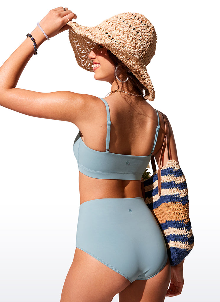 CRZ YOGA Women's Swimwear Tops Bikini Top Adjustable Strap Padded Dark Olive