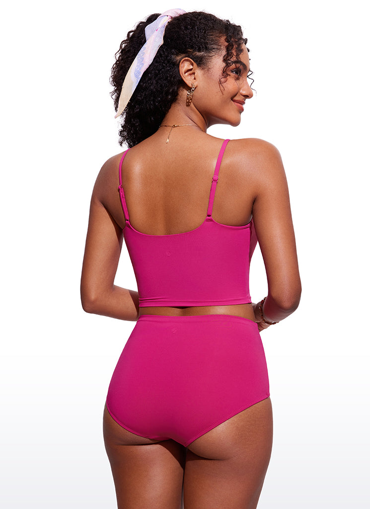 CRZ YOGA Women's Sunshine Bikini Tops U Back Longline Adjustable Straps White