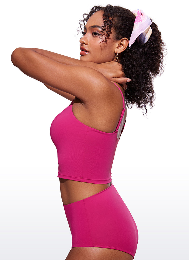 CRZ YOGA Women's Sunshine Bikini Tops U Back Longline Adjustable Straps Light grayish blue