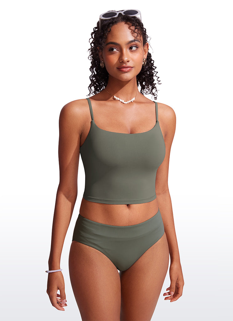 CRZ YOGA Women's Sunshine Bikini Tops U Back Longline Adjustable Straps Light grayish blue