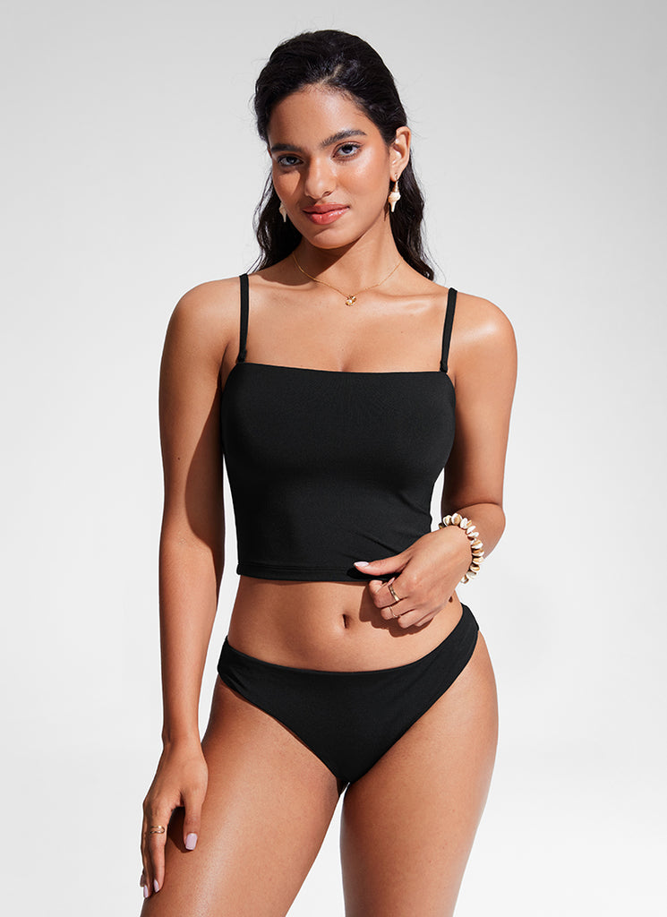 CRZ YOGA Womens Bandeau Bikini Tops Strapless Swimsuit Black