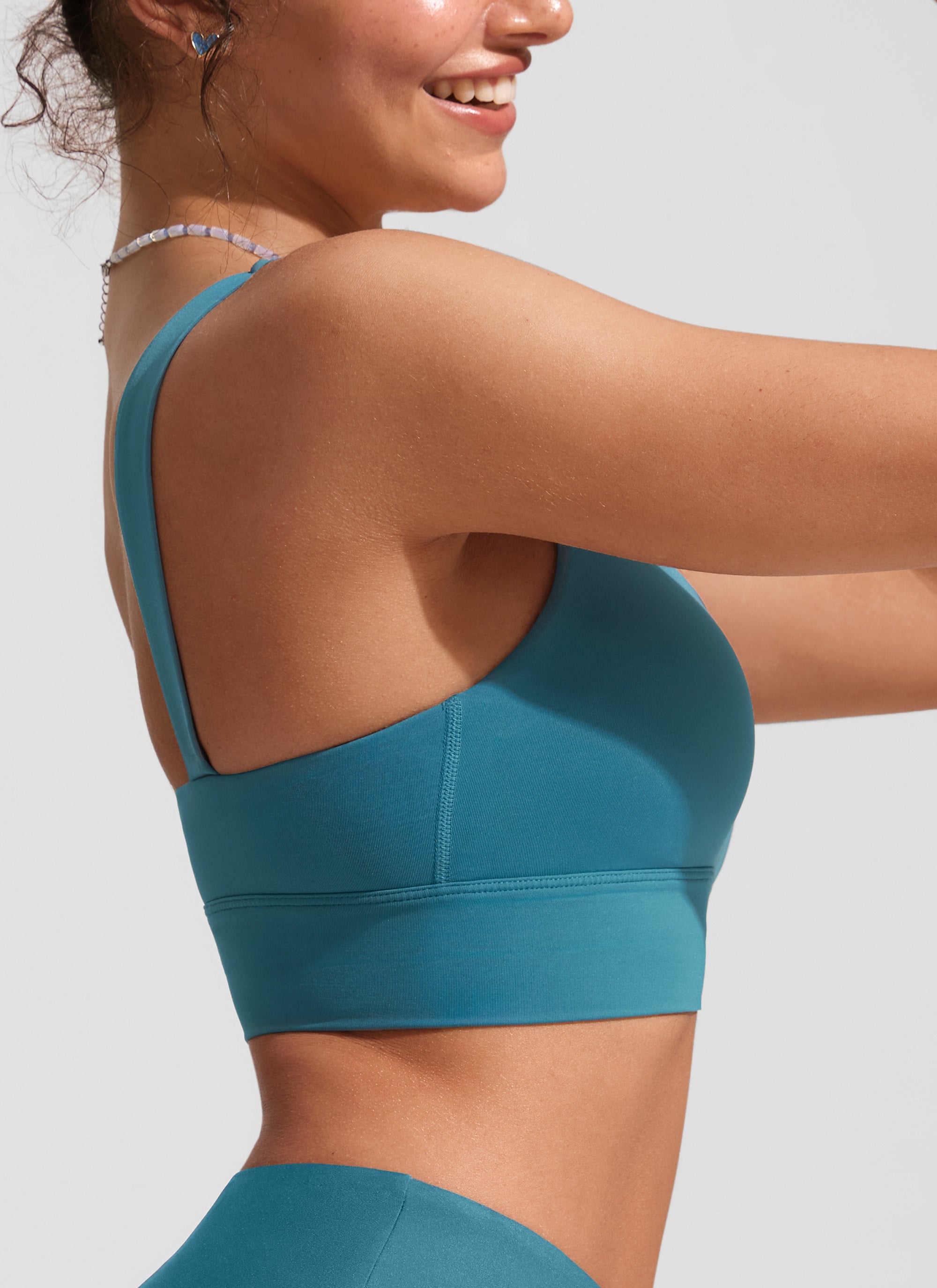 CRZ YOGA Women's Swimwear Tops Supportive Modest Swimsuit Bikini Sapphire Blue