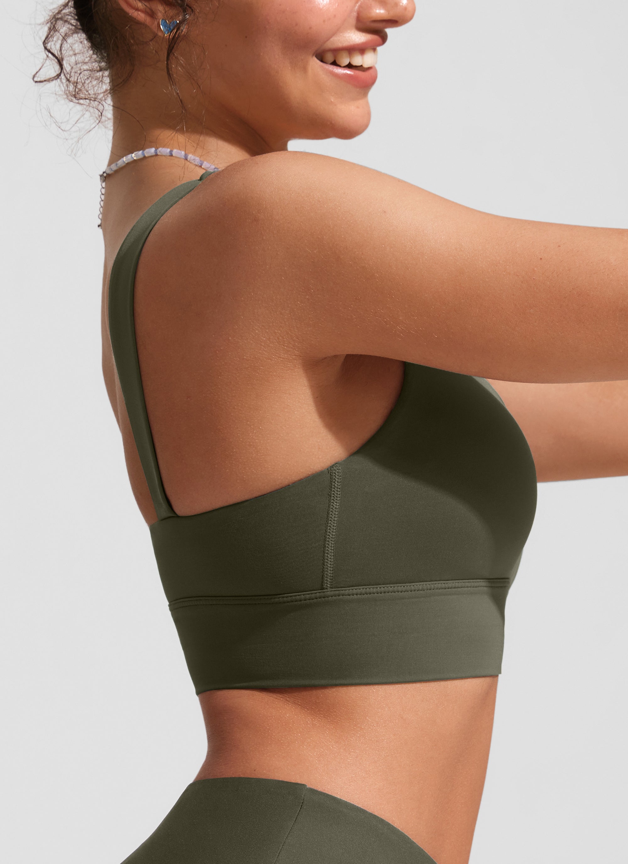 CRZ YOGA Women's Swimwear Tops Supportive Modest Swimsuit Bikini Dark Olive