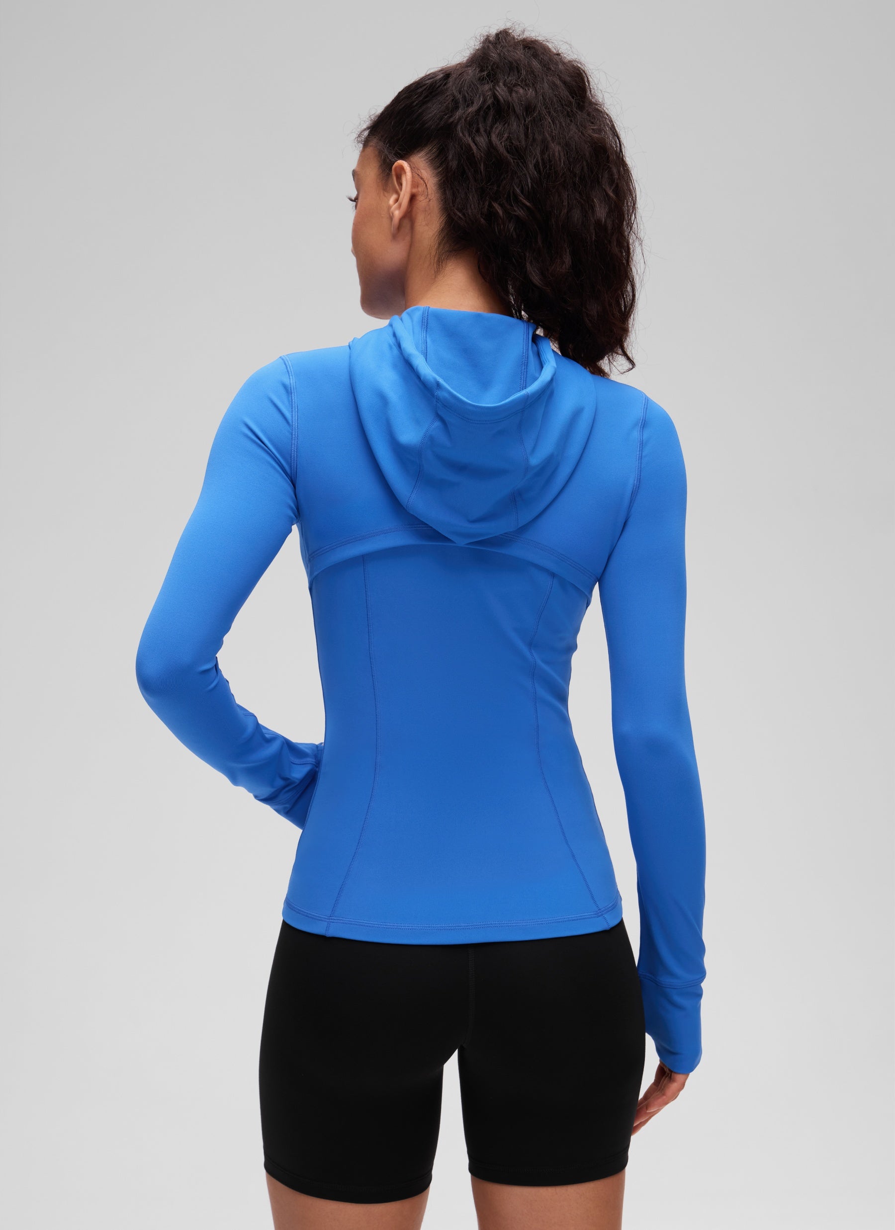 CRZ YOGA Women's Butterluxe Slim Fit Pocket Outerwear Full Zip Hoodies Sparkle Blue