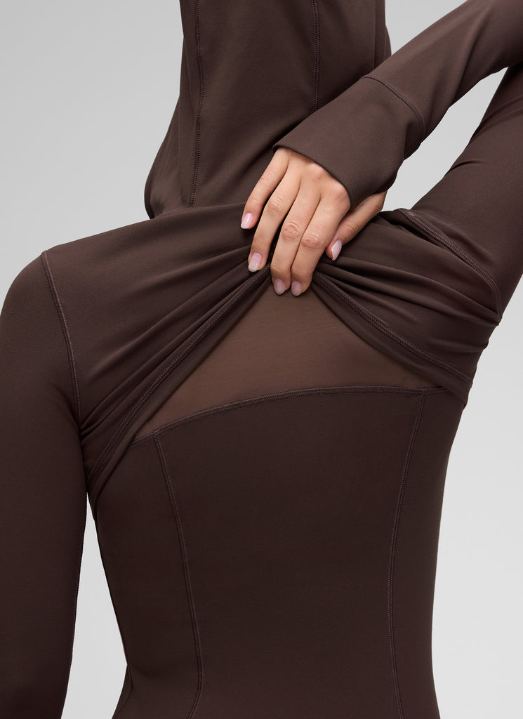 CRZ YOGA Women's Butterluxe Slim Fit Pocket Outerwear Full Zip Hoodies Hot Fudge Brown