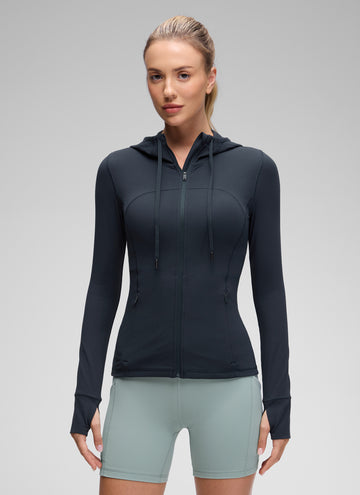 CRZ YOGA Women's Butterluxe Slim Fit Pocket Outerwear Full Zip Hoodies True Navy