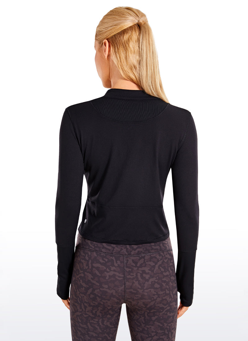 Brushed Half-Zip Long Sleeve Cropped