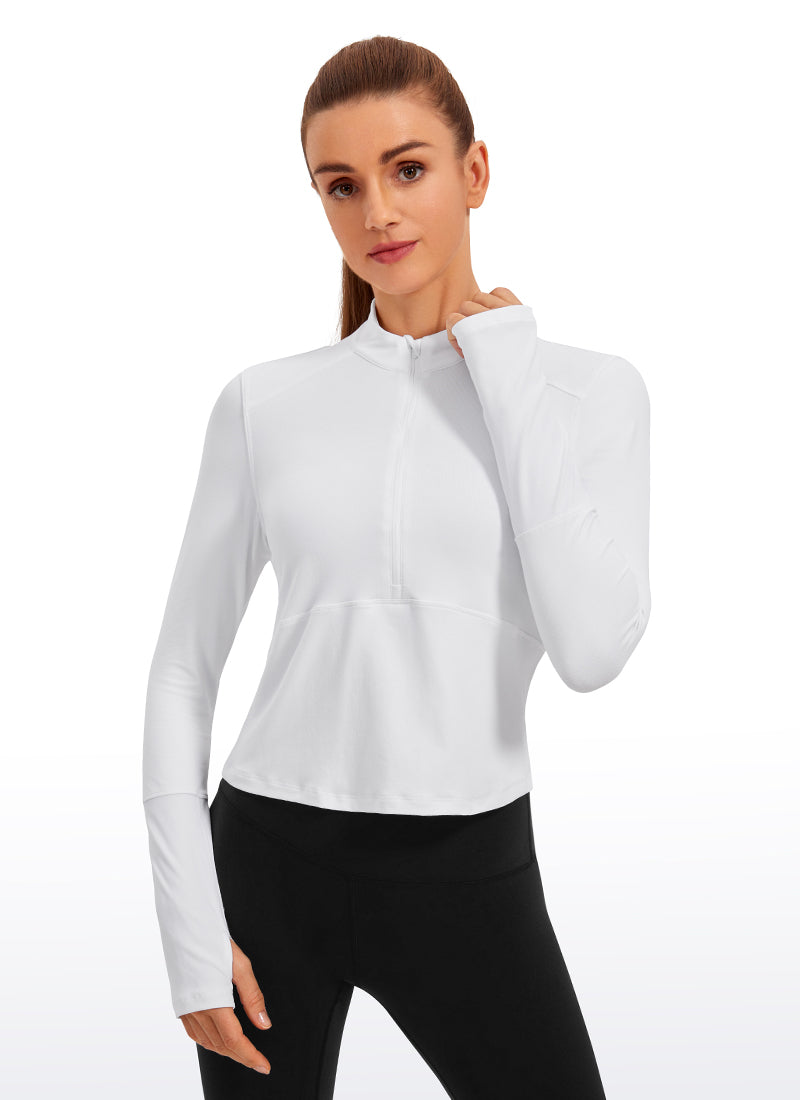 Brushed Half-Zip Long Sleeve Cropped