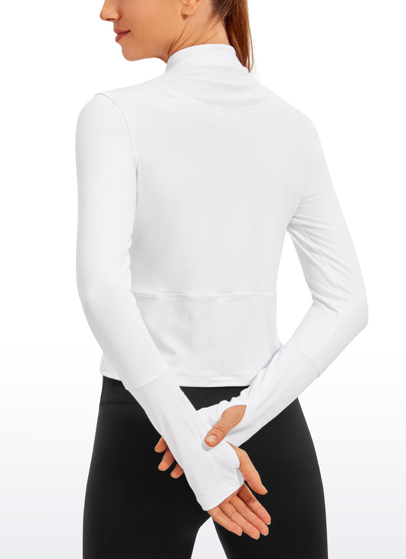 Brushed Half-Zip Long Sleeve Cropped