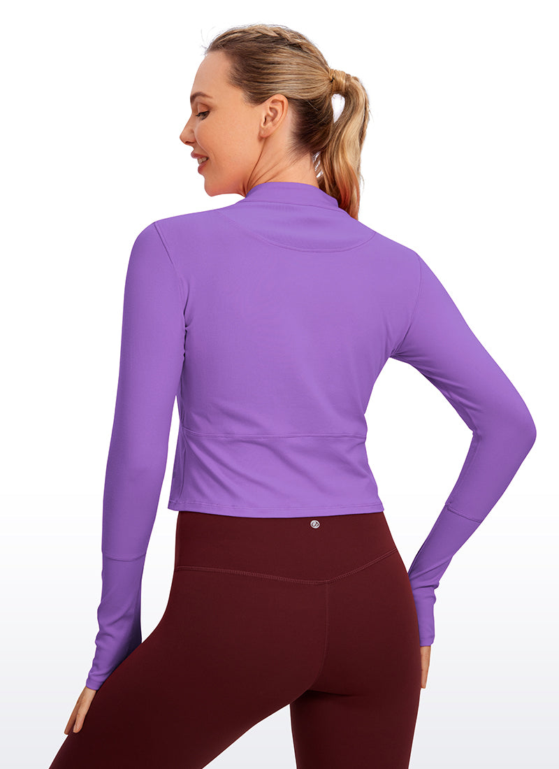 Brushed Half-Zip Long Sleeve Cropped