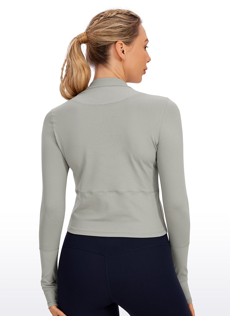 Brushed Half-Zip Long Sleeve Cropped