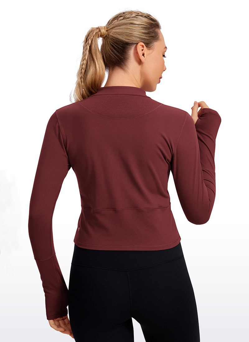 Brushed Half-Zip Long Sleeve Cropped